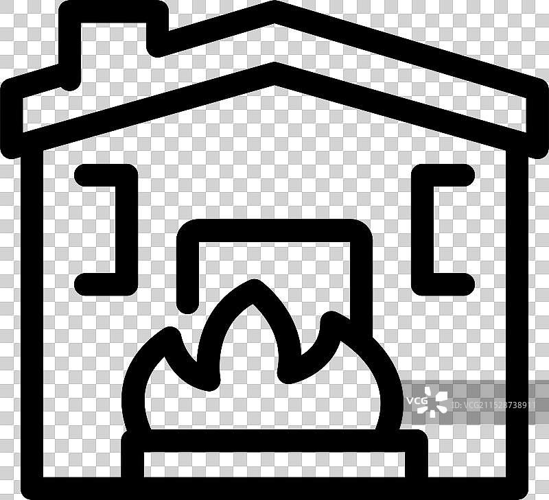 着火的房子，熊熊大火冲天而起图片素材