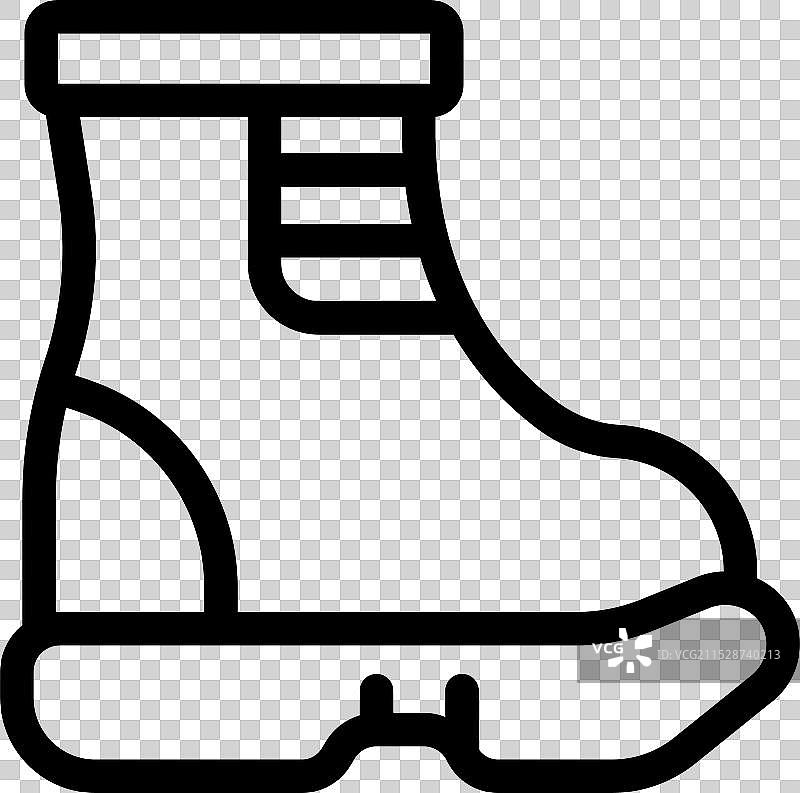 极简风格的登山靴图标，描绘户外活动图片素材