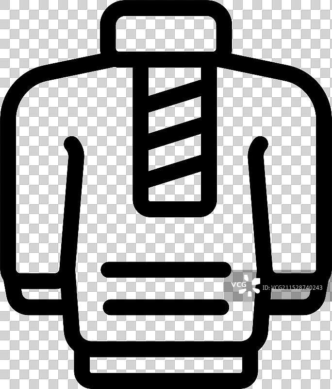 带领带的办公室工作人员制服图标（细线风格）图片素材