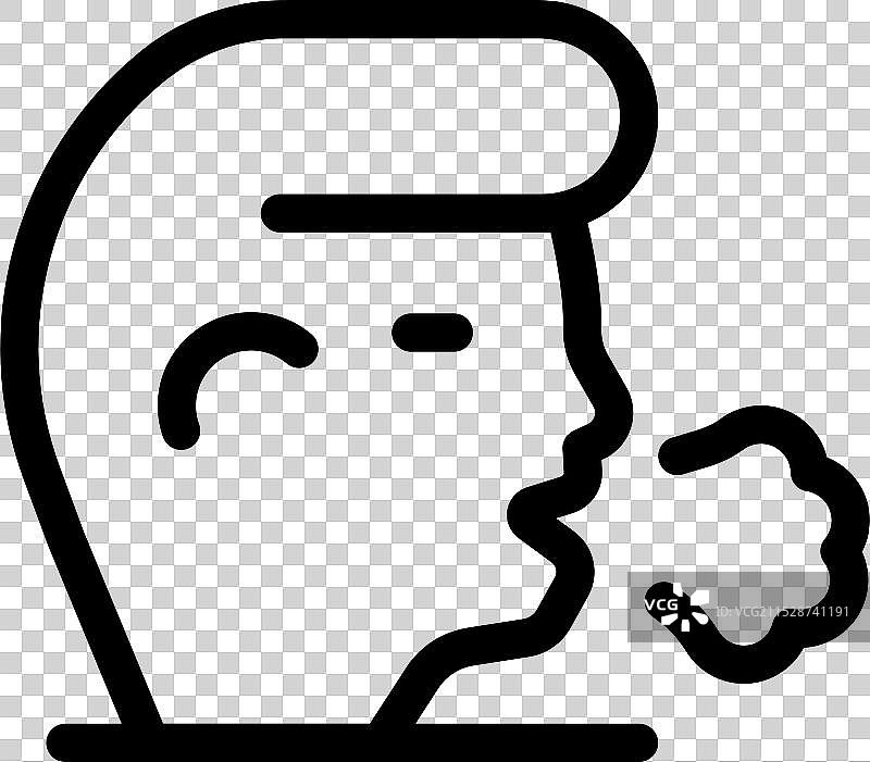 男子呼气，显示哮喘或呼吸问题图片素材