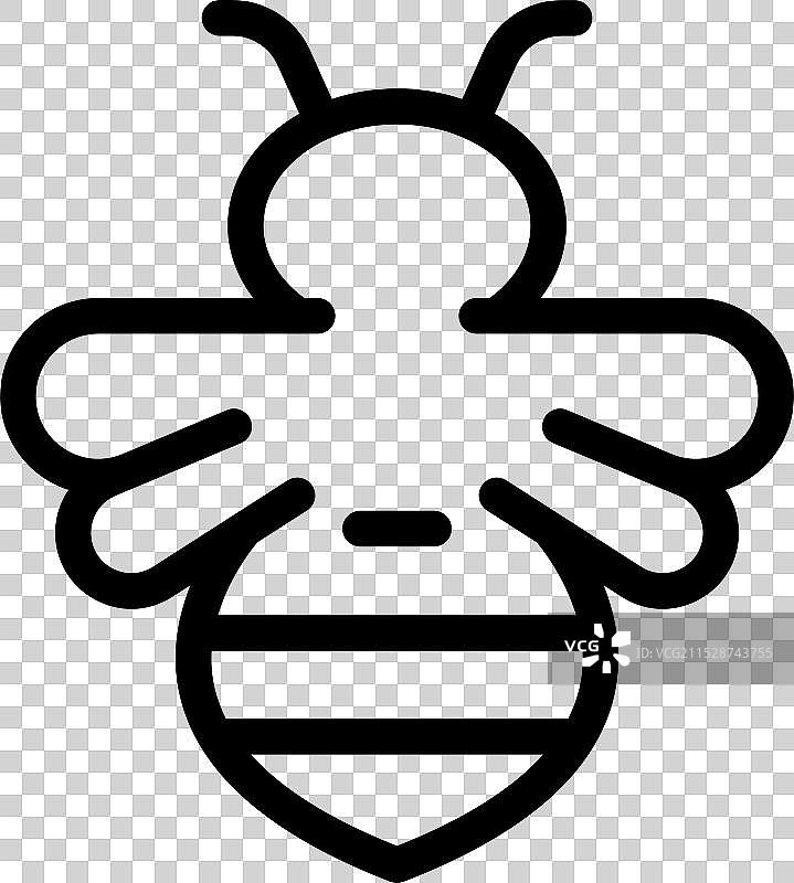 简单的黑白蜜蜂图标在飞行图片素材