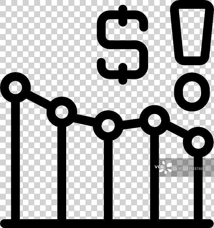 美元符号与下降的图表显示图片素材