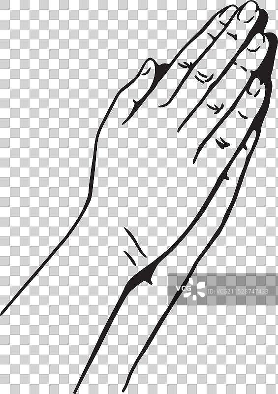 黑白色的祈祷双手图片素材