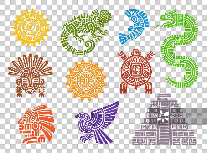 玛雅、阿兹特克图腾、墨西哥或印加部落符号图片素材