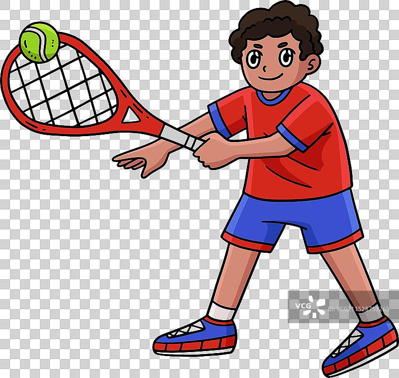网球运动员击球的卡通剪贴画图片素材