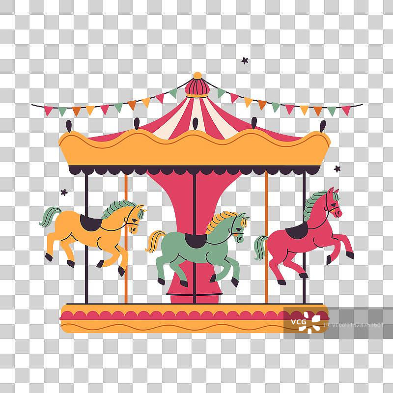 白色背景上的马匹旋转木马图片素材