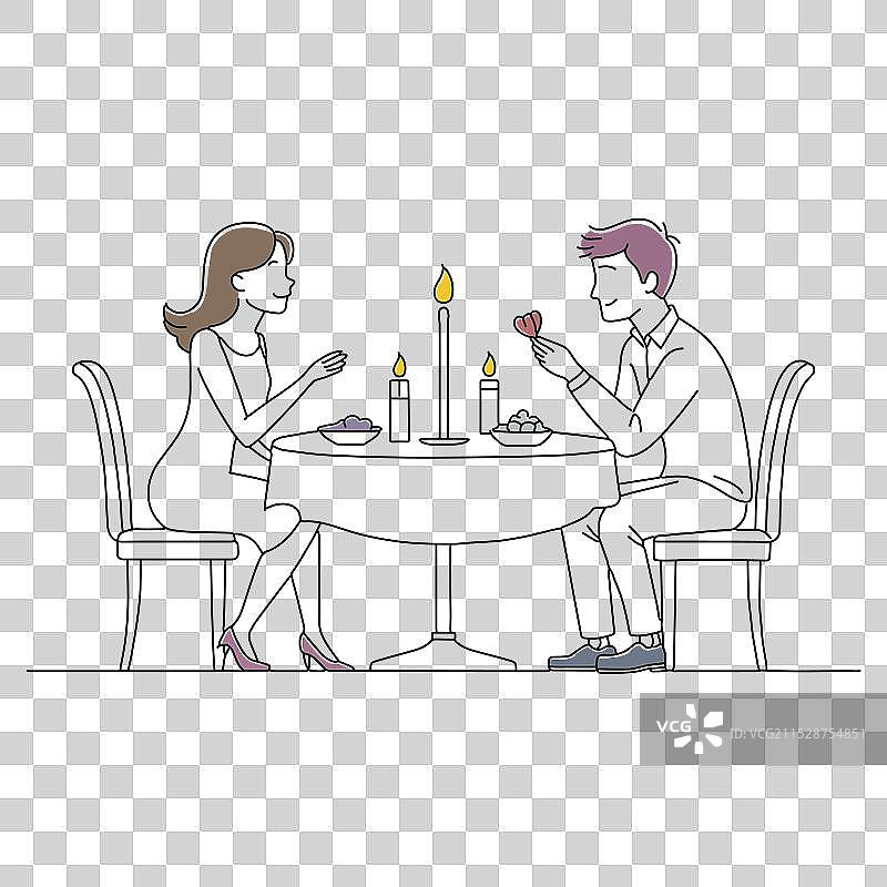 一对情侣享受烛光晚餐的浪漫时刻图片素材