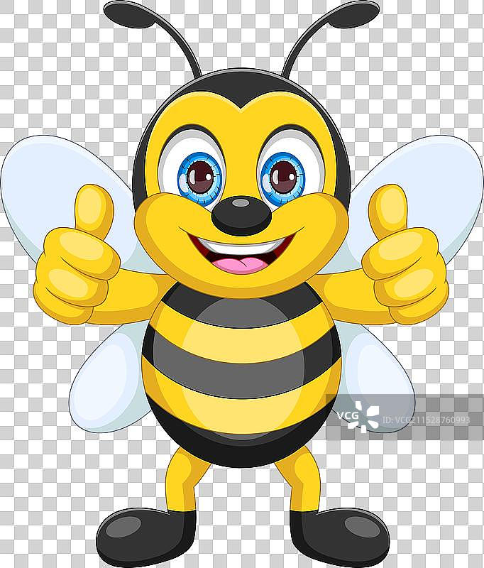 可爱的蜜蜂做出点赞手势的卡通形象图片素材