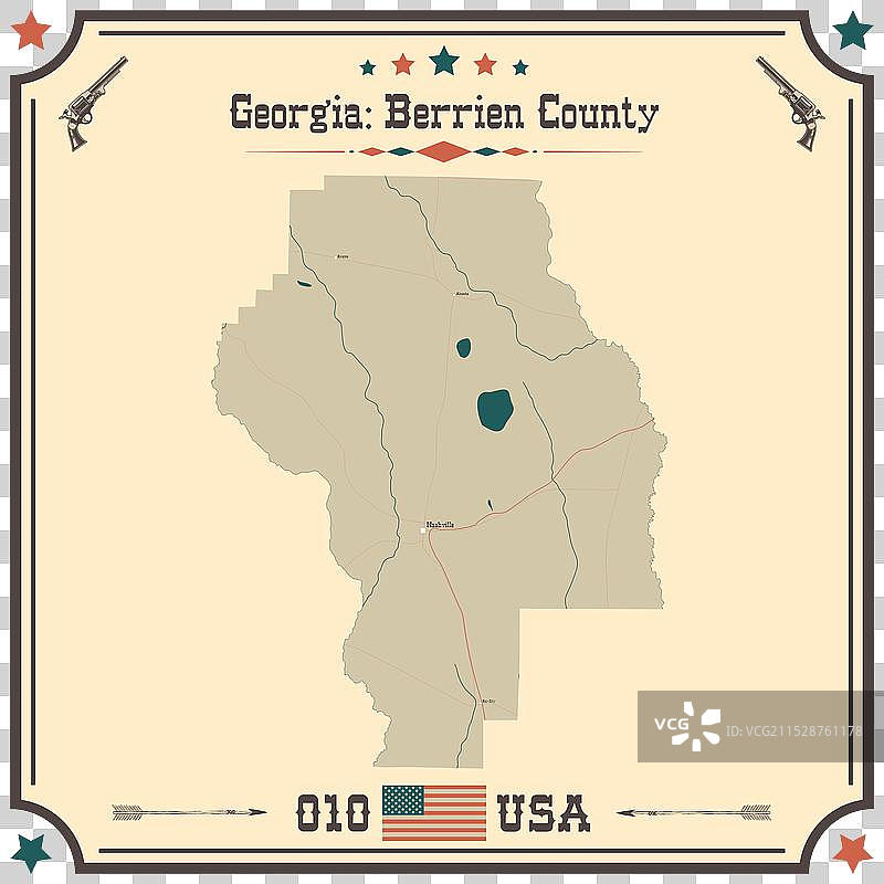 乔治亚州贝里恩县的复古地图图片素材