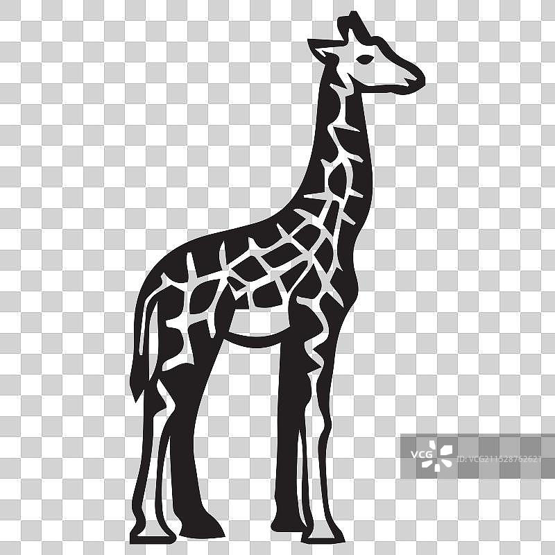 长颈鹿剪影可编辑图片素材