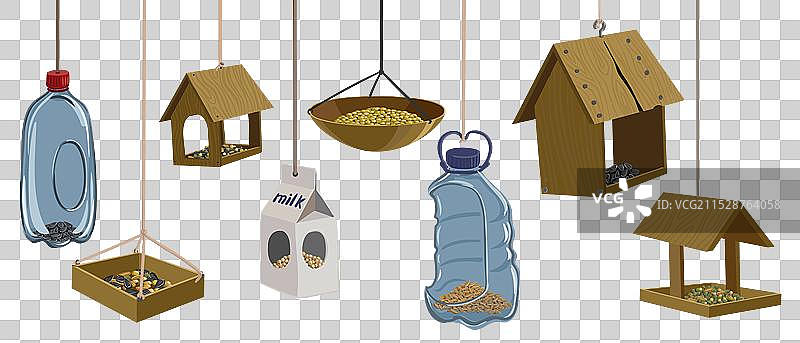 鸟食器的绘图套件图片素材