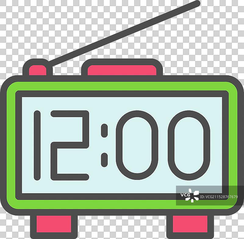 数字时钟线条填充图标设计图片素材