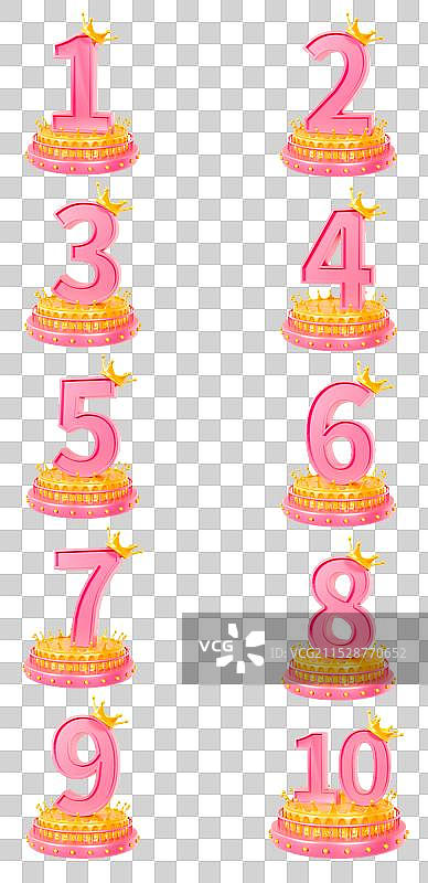 3D立体戴着皇冠的数字倒计时展台电商元素数字元素图片素材