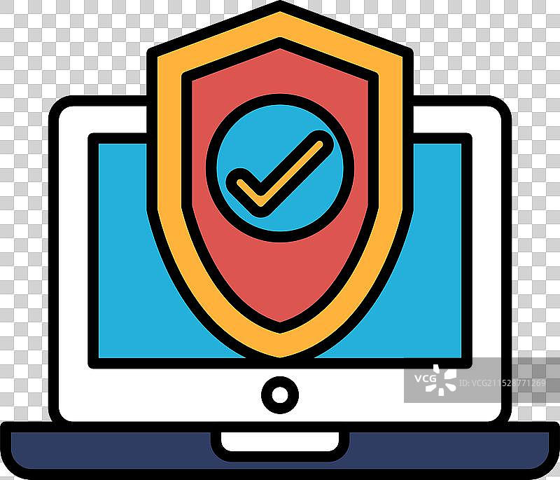 一张黑白色的笔记本电脑与一个盾牌的图片图片素材