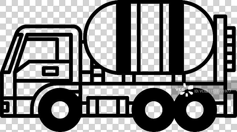 一幅水泥车的黑白画作图片素材