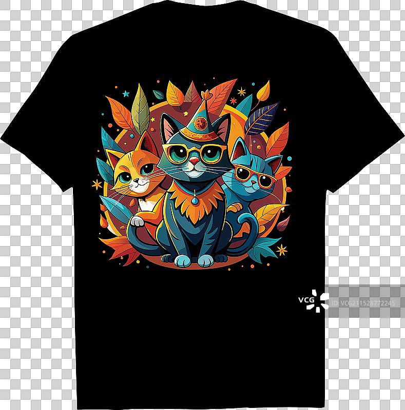 万圣节猫咪T恤图片素材