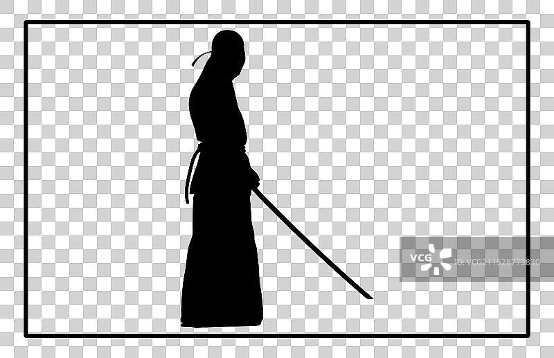 剑道剪影套装 - 传统日本武道图片素材