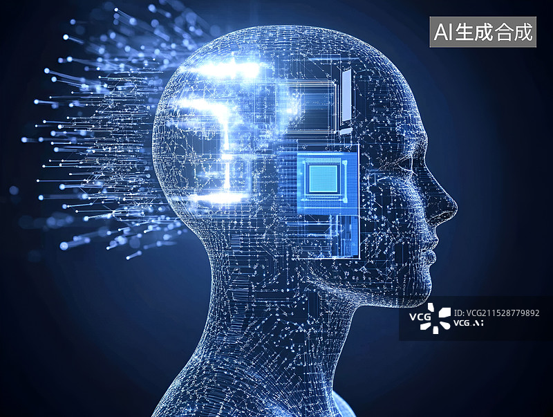 【AI数字艺术】未来脑机接口全息头像图片素材