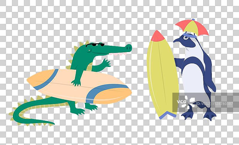 卡通色彩动物角色：鳄鱼和图片素材