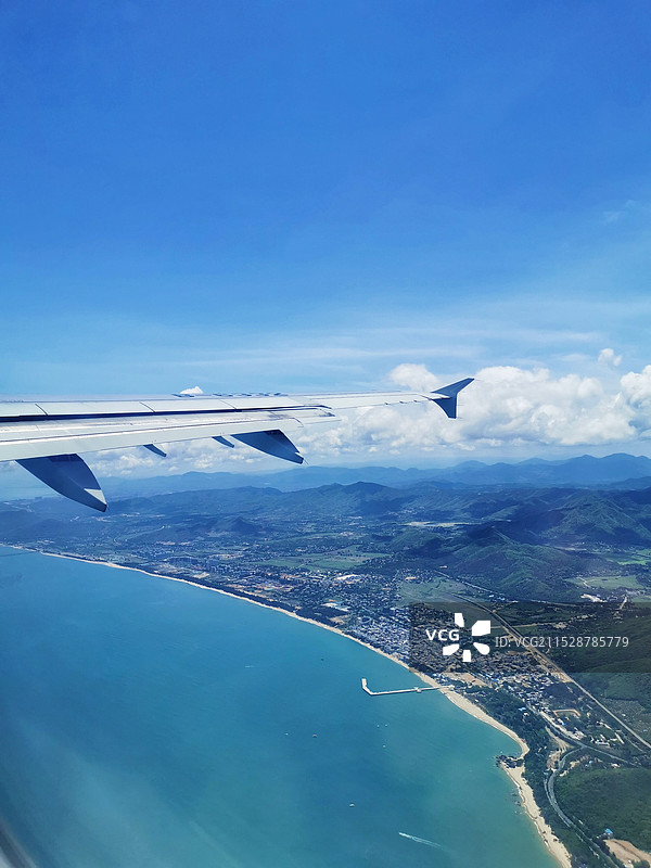 飞机上俯拍的三亚景色图片素材