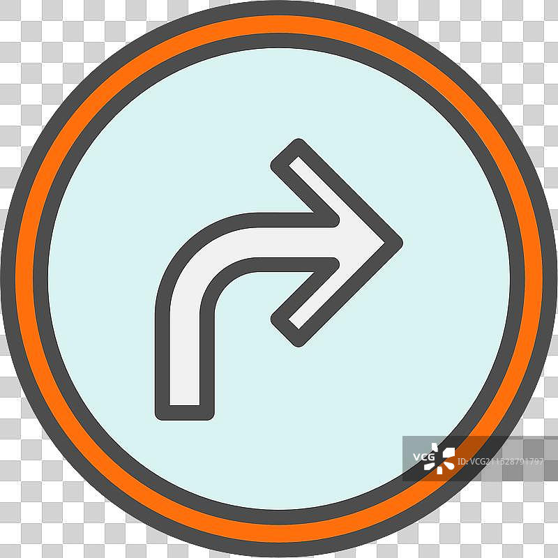 右转箭头线条填充图标设计图片素材