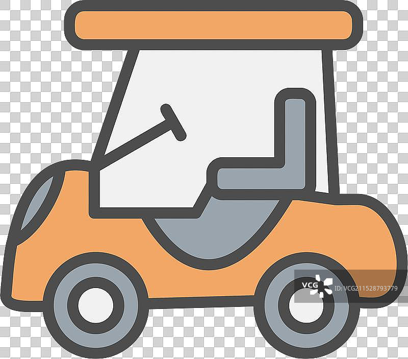 高尔夫球车线条填充图标设计图片素材