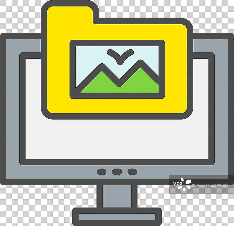 监视器线条填充图标设计图片素材