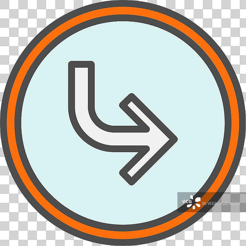 右转箭头线条填充图标设计图片素材