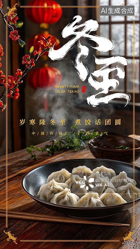【AI数字艺术】二十四节气冬至节气海报图片素材