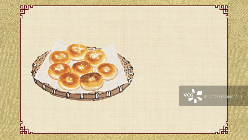 中国风国风水墨风天津市耳朵眼炸糕插画健康特色美食年俗美味二十四节气插画图片素材