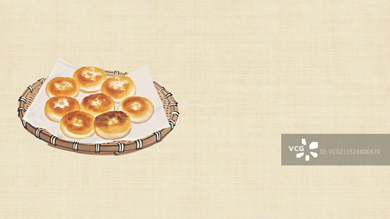 中国风国风水墨风天津市耳朵眼炸糕插画健康特色美食年俗美味二十四节气插画图片素材