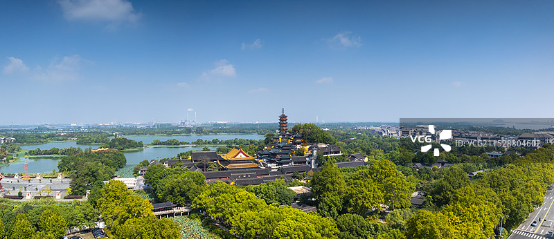 江苏镇江金山寺航拍全景大画幅风光图片素材