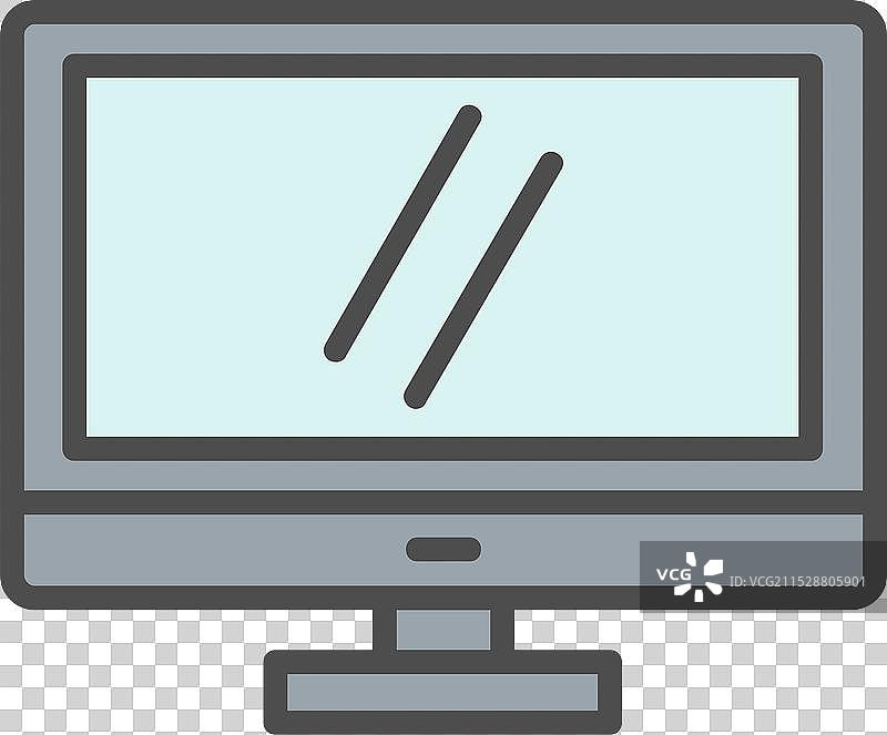 监视器显示线条填充图标设计图片素材