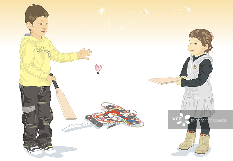 一个孩子在玩羽毛球图片素材