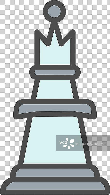 国际象棋女王线条填充图标设计图片素材