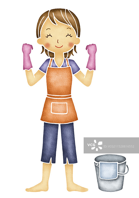 家庭主妇努力清洁图片素材