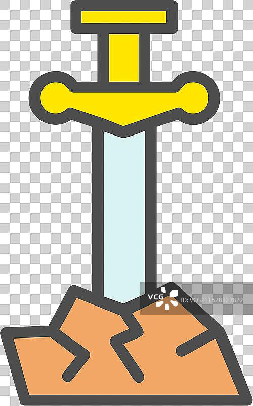 亚瑟王之剑线条填充图标设计图片素材