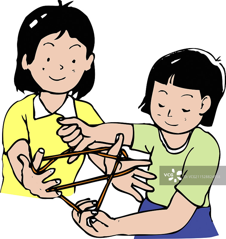 两个人在玩绳结游戏图片素材