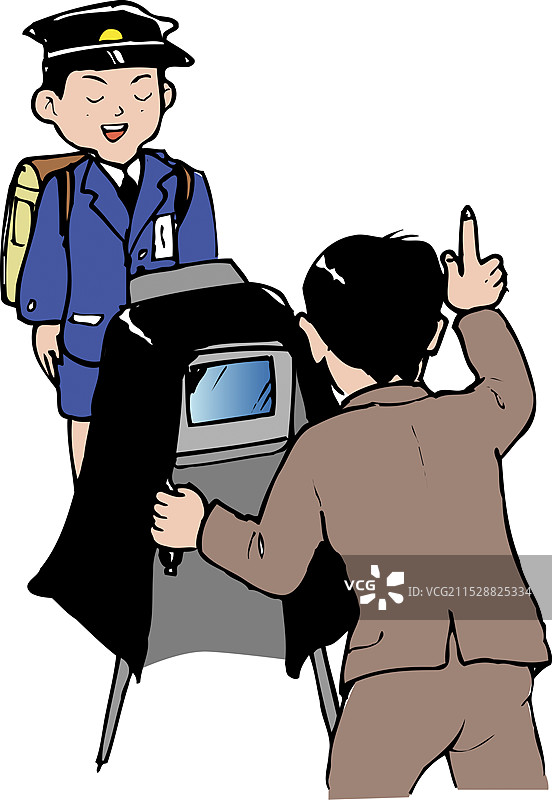 学校入口处的纪念照片图片素材