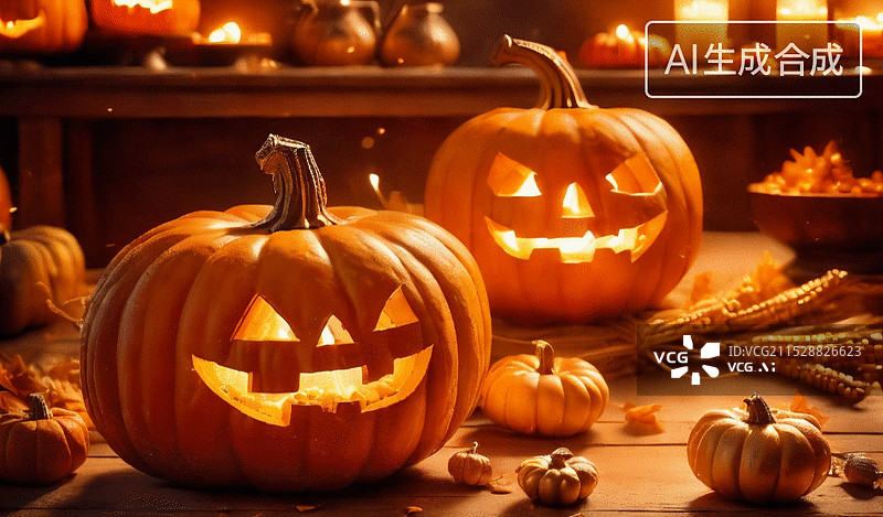 【AI数字艺术】万圣节南瓜灯图片素材