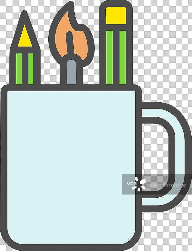 铅笔盒线条填充图标设计图片素材