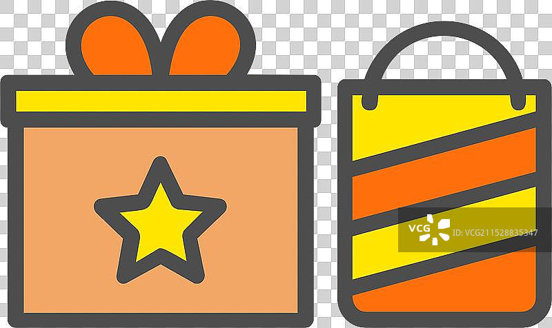 礼品盒线条填充图标设计图片素材