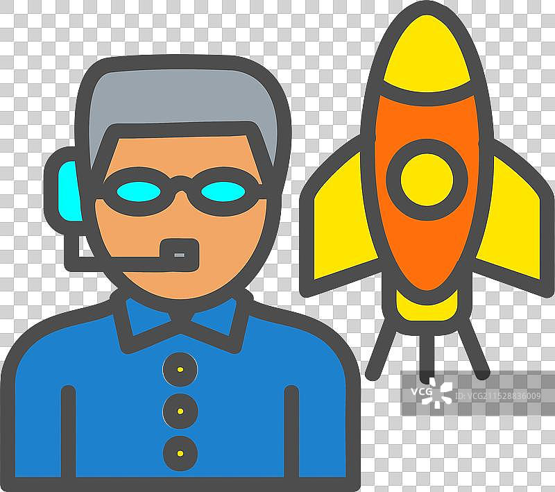 宇宙飞船教练线条填充图标设计图片素材