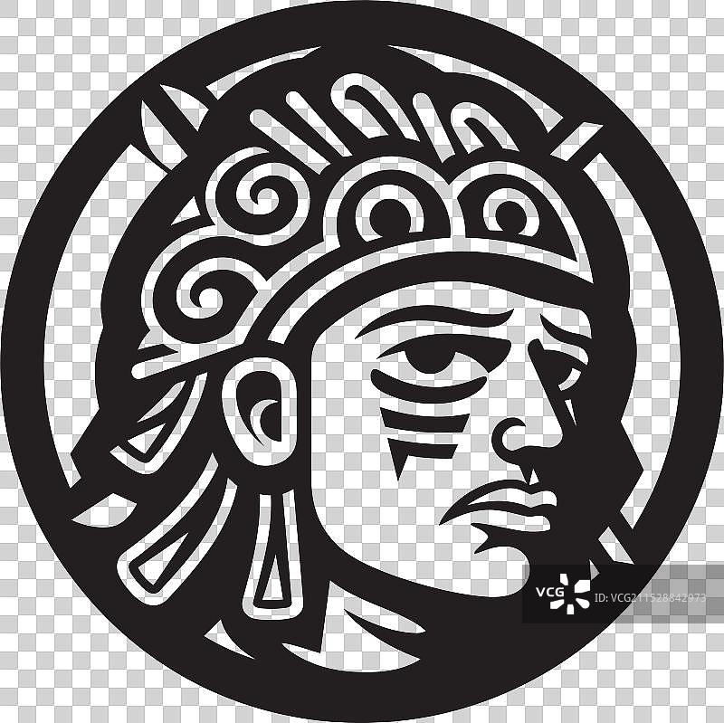 奥尔梅克遗产图标前西班牙时期的徽章设计图片素材