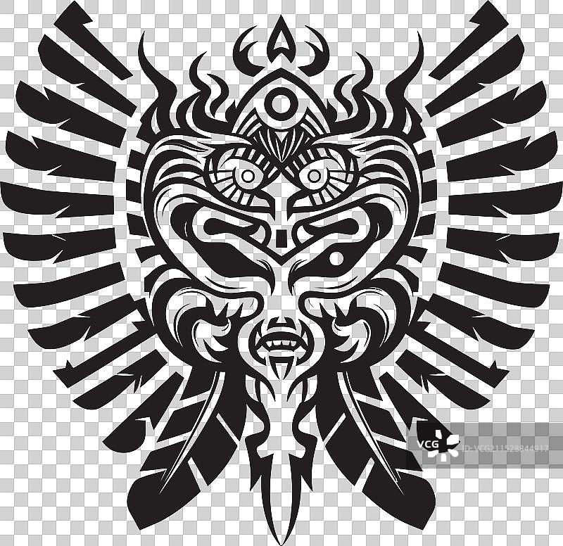 古代神祇图标羽蛇神象征徽章图片素材