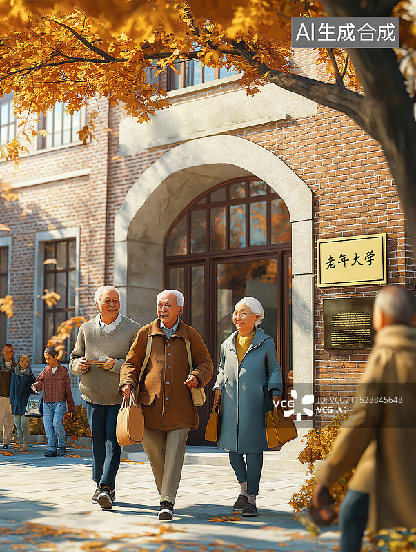 【AI数字艺术】下课放学的老人们图片素材