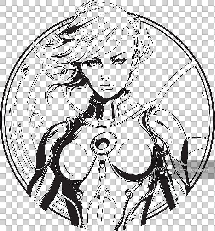 星云复仇者未来派女性超级英雄徽章图片素材