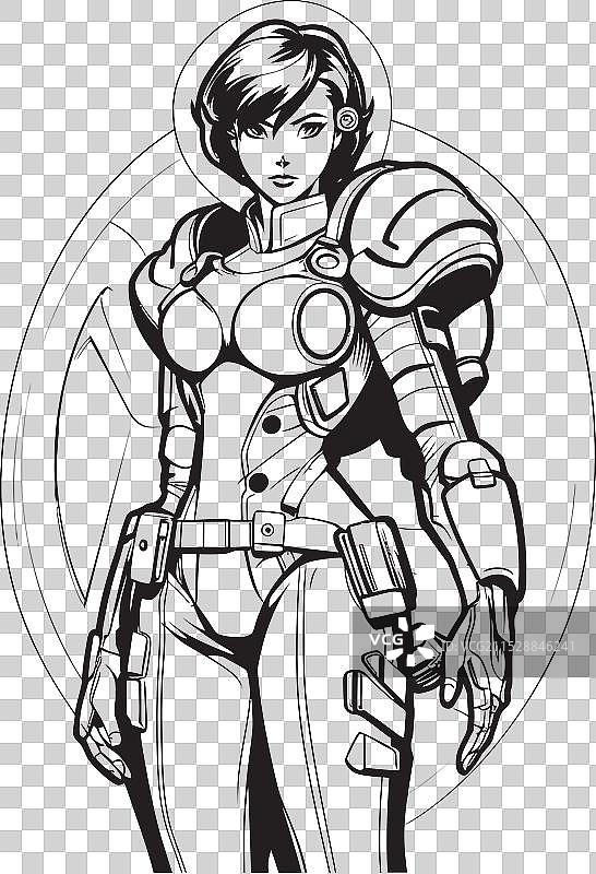 宇宙十字军科幻女英雄标志设计图片素材