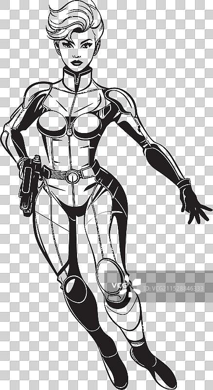 星云复仇者未来派女性超级英雄徽章图片素材