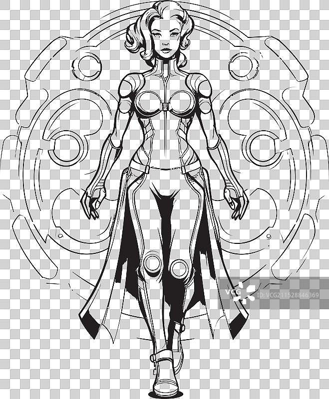 星云复仇者未来派女性超级英雄徽章图片素材